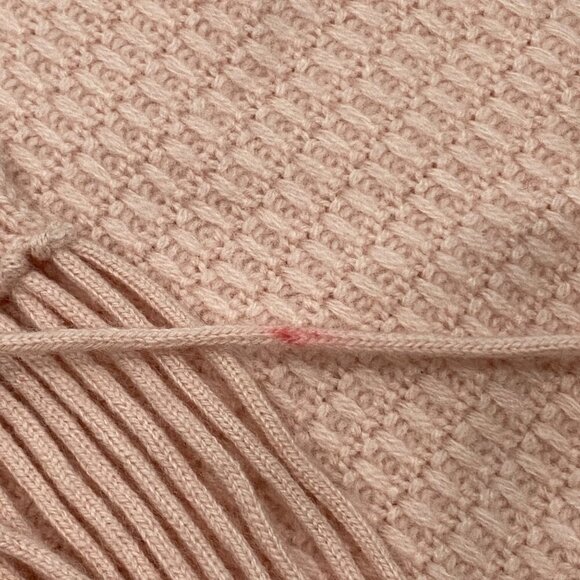 Castlerig 100% Cashmere beige Pink hue long Fringed Scarf textured soft neutral - Picture 8 of 8